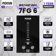Focus Instant 7 Liters Tempered Glass Gas Geysers with Dual Ignition | 100% Imported | LPG and Natural Gas Supported | Model 7FG06 | 7 Liters Capacity
