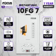 Focus Instant 10 Liters Gas Geysers with Dual Ignition | 100% Imported | LPG and Natural Gas Supported | Model 10FG7 | 10 Liters Capacity